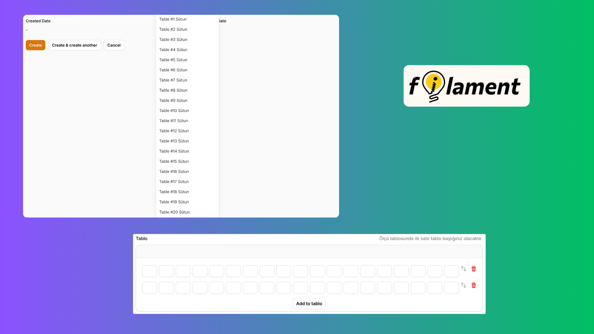 FilamentPHP Dinamik Tablo Kolonları Oluşturma