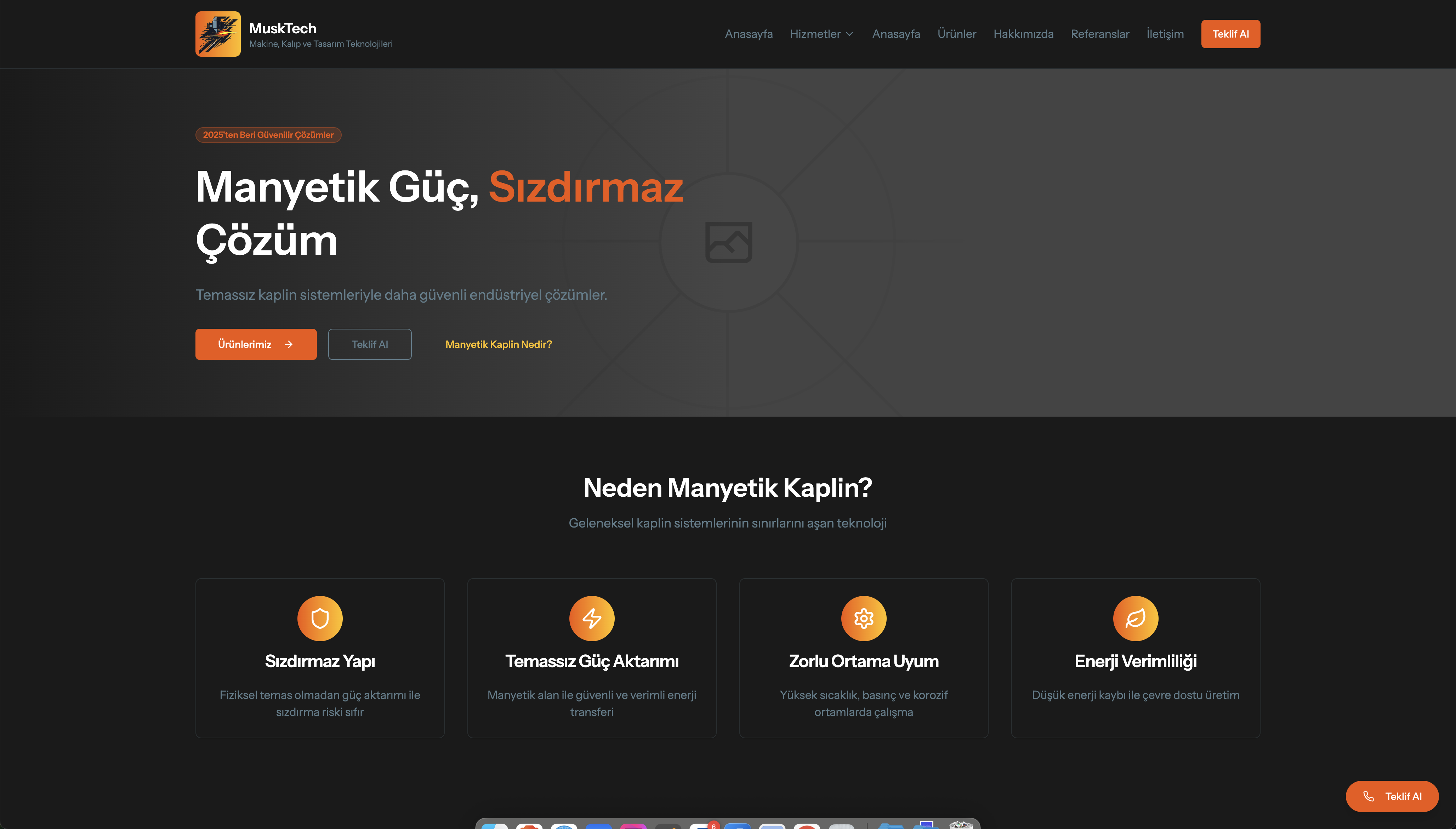 2025 - Websitesi tasarımı, Barındırma, Manyetik kaplin ve Kalıp imalatı yapan bu firma için iki farklı ürün grubu için dinamik bir tasarım hazırlandı.