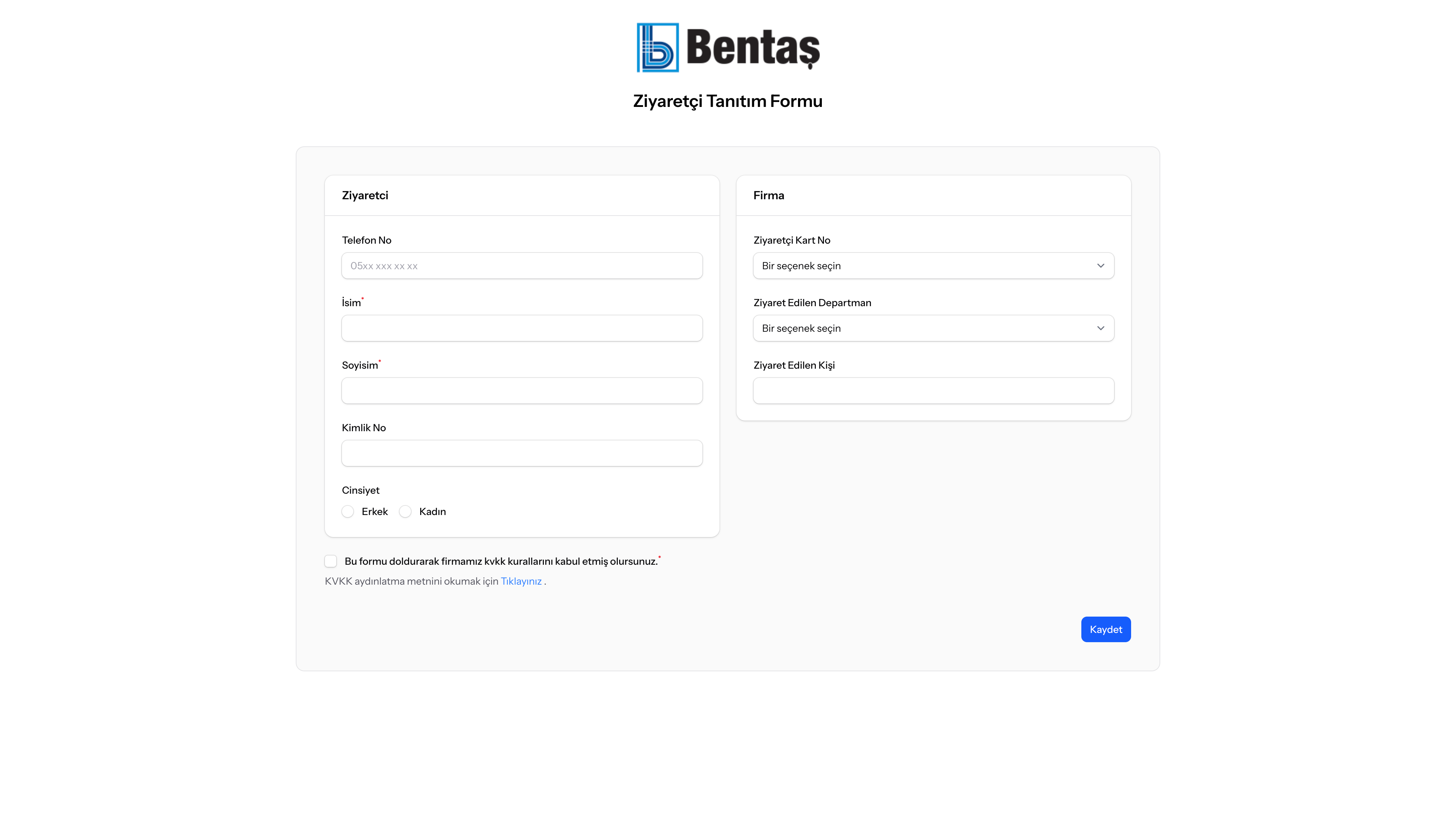2025 - Bentaş Bentonit A.Ş. için geliştirilmiş olan insan kaynakları, Ziyaretçi ve Etkinlik Takip Sistemi.