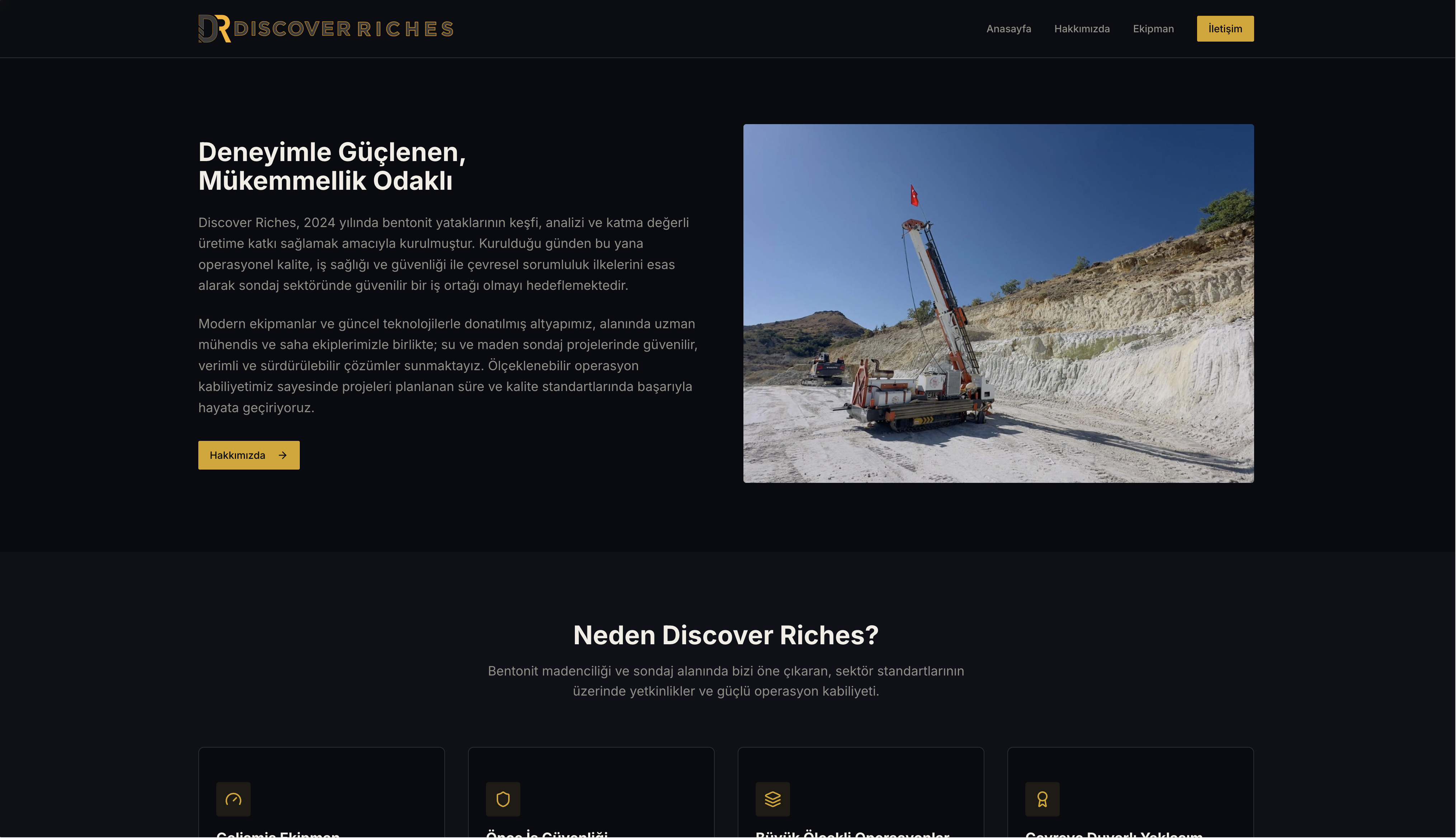 Discover Riches Firması için hazırlamış olduğum Single Page Websitesi.